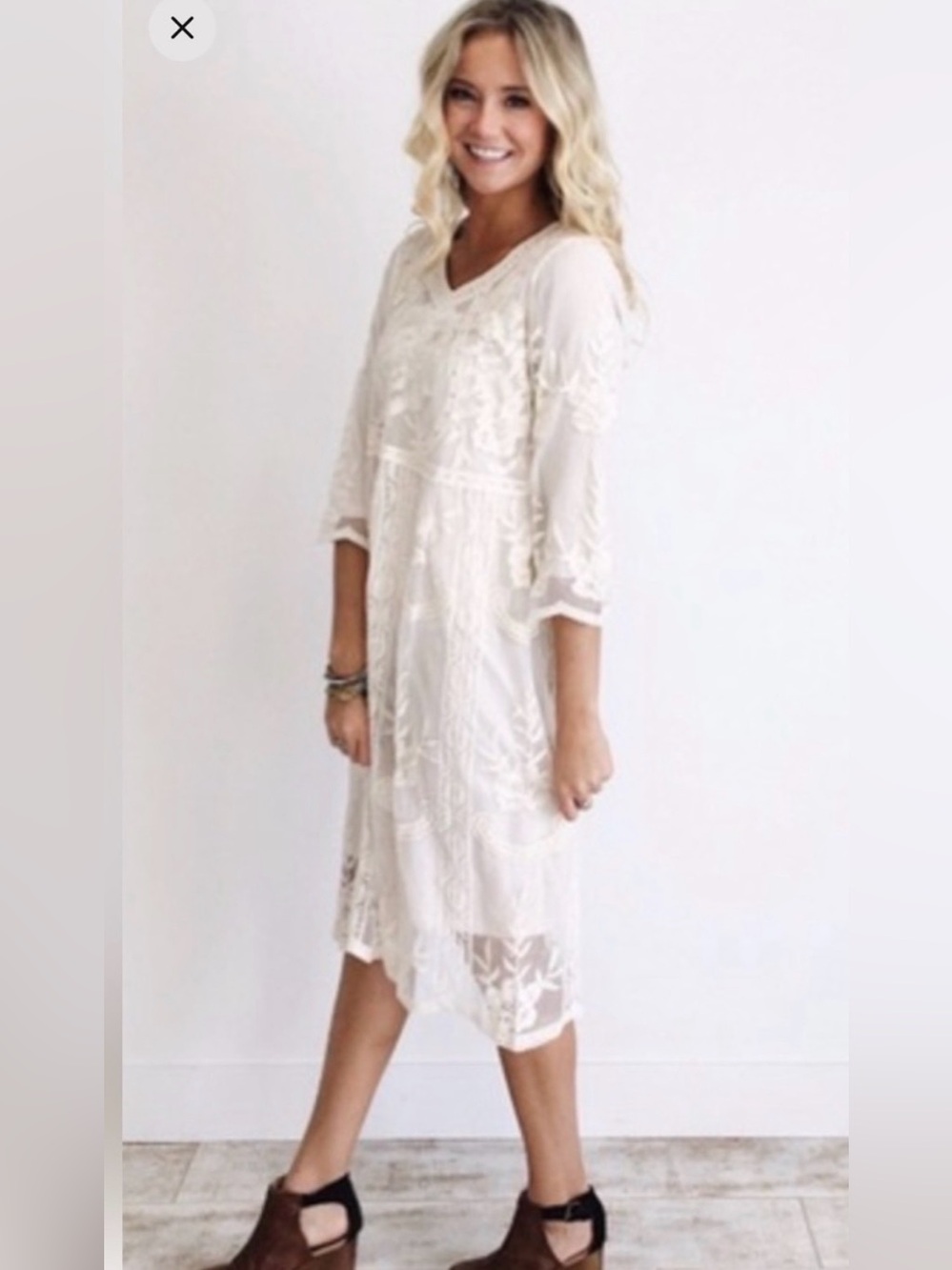 Roolee Nora Lace Dress in Ivory size large